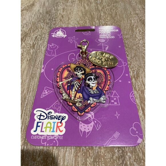 Disney Parks Flair Coco Imelda & Hector Heart Bag Charm 2022 - NEW - Picture 2 of 3